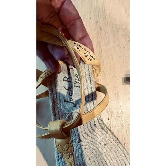 JACK ROGERS EVIE ESPADRILLE YELLOW LEATHER SANDALS WOMENS SZ 10 - Picture 4 of 6